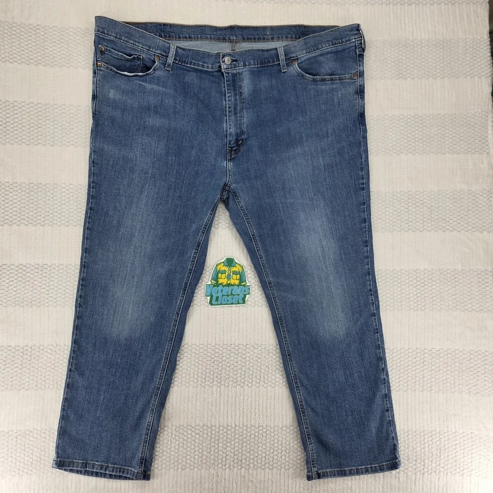 Levis 541 Athletic Taper Mens Jeans 52x28 Stretch Medium Wash Blue Big Tall